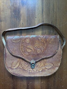 Vintage hand tooled leather purse